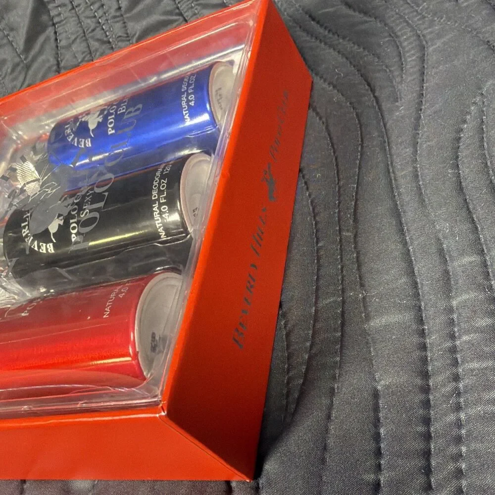 Beverly Hills Polo Club 3-Piece Body Spray Gift Set Sealed Blaze Sexy Blue 4 oz